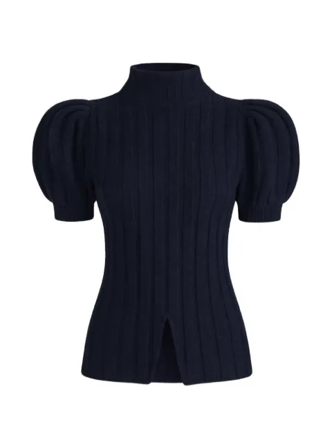 Violante Nessi puff-sleeve ribbed-knit sweater Blue CO09RIKCA