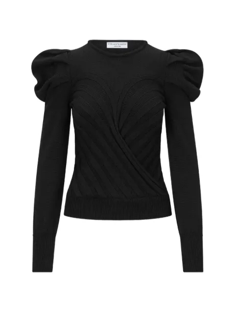 Violante Nessi puffed-shoulder ribbed-knit sweater Black CO09YAKCA