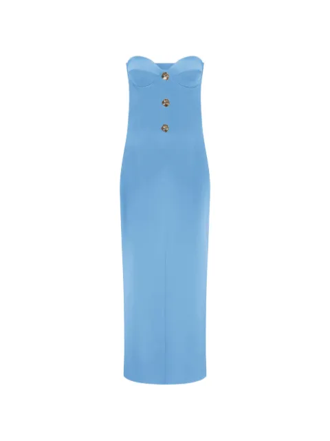Violante Nessi Cady strapless corset-bodice midi gown Blue CO06PACA