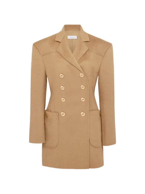 Violante Nessi double-breasted padded-shoulder coat Neutrals CO01UNWK