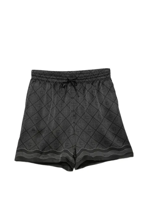 Casablanca monogram-print silk-twill shorts Black MAW26TR399