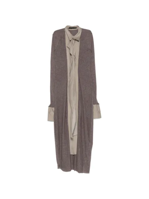YEHUAFAN layered-design ruffle-detail dress Brown 11016