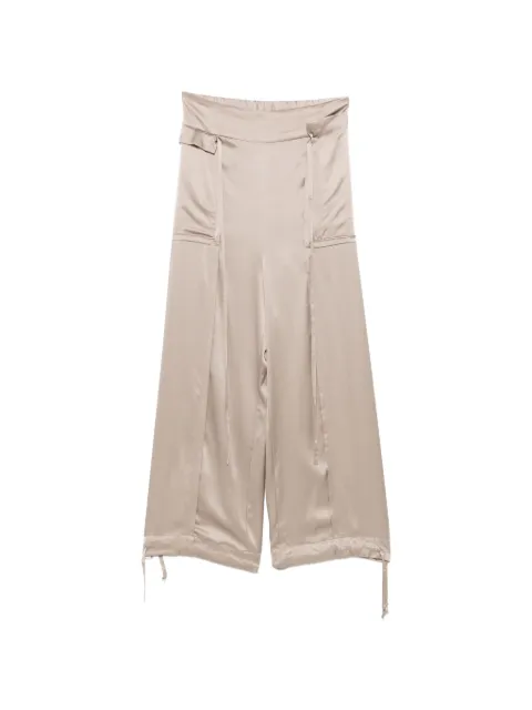 YEHUAFAN drawstring-hem palazzo pants Neutrals 11002