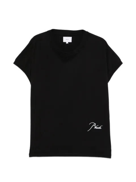 RHUDE logo-embroidered cap-sleeve T-shirt Black RHPF26TT21012