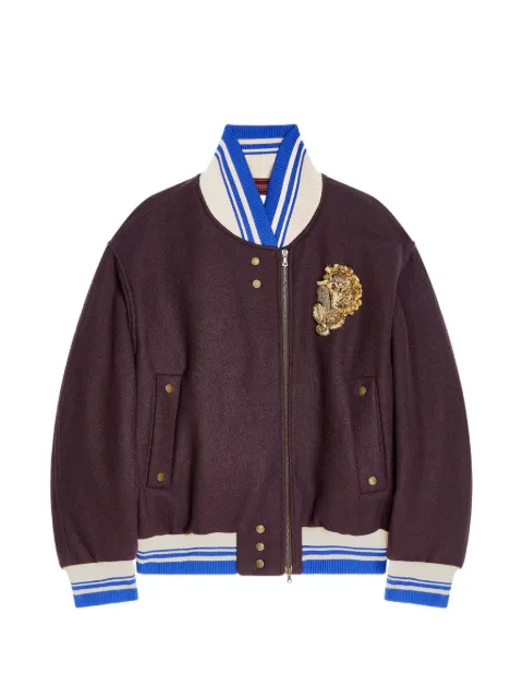 DRIES VAN NOTEN embroidered wool bomber jacket Purple 2620105164216