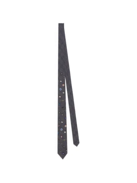 DRIES VAN NOTEN embroidered wool tie Grey 2620206044264