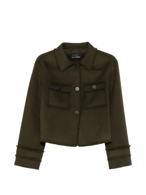 LOU ANDREA raw-edge pocket-detail jacket Green JTW575