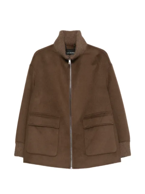 LOU ANDREA ribbed-trim flap-pocket jacket Brown JT25149