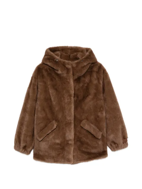 LOU ANDREA hooded faux-fur coat Brown 2670