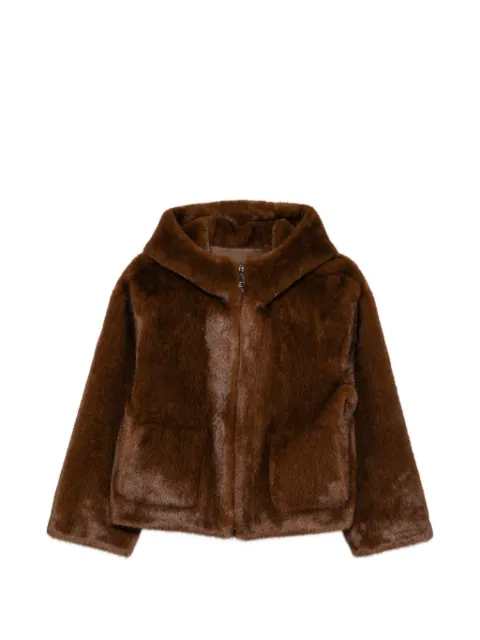 LOU ANDREA hooded faux-fur coat Brown 2691