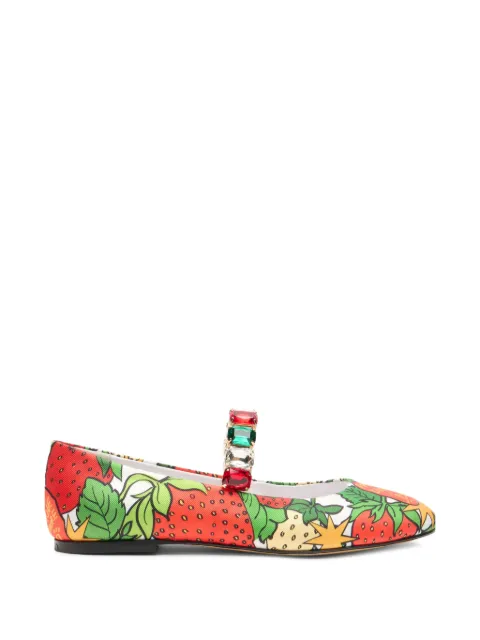 Casadei x Enriquez Ballet Love Strawberries crystal-embellished ballet flats White 1A311B0101FRAEN