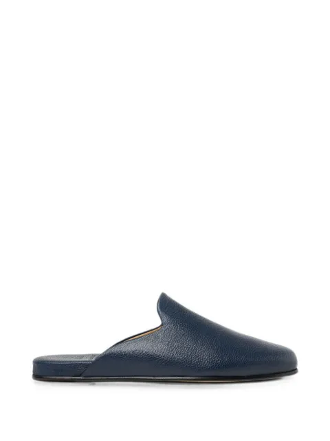 Scarosso Atlas Travel pebble-grain leather slippers Blue ATLASSLIPNAVCALF