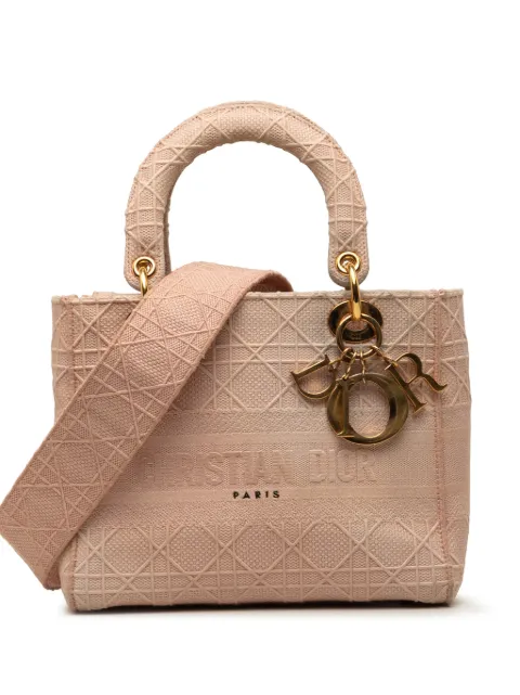 Christian Dior Pre-Owned 2020 Medium Embroidered Canvas Cannage Lady D Lite satchel Pink TWEAX4508NMSRSWQ