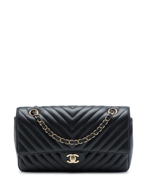 CHANEL Pre-Owned 2016-2017 Medium Classic Chevron Crumpled Calfskin Double Flap shoulder bag Black Z3UX6C9DH0OUBOCU