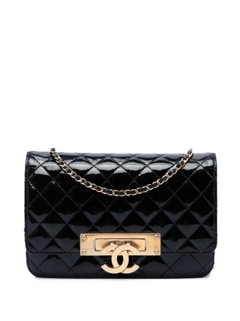 CHANEL Pre-Owned 2014 Quilted Patent Golden Class Wallet on Chain crossbody bag Black WH2Y3NT43BR5BKRC