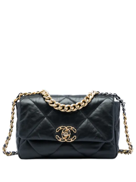 CHANEL Pre-Owned 2020 Medium Lambskin 19 Flap satchel Black W6GIG1DECJP632LQ