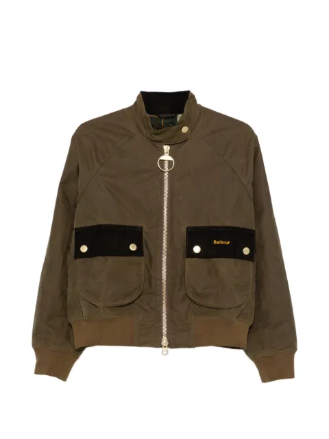 Barbour corduroy-trim zip-fastening jacket Green LWX1574SN91
