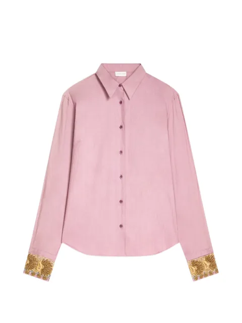 DRIES VAN NOTEN embroidered cotton poplin shirt Pink 2620107414445
