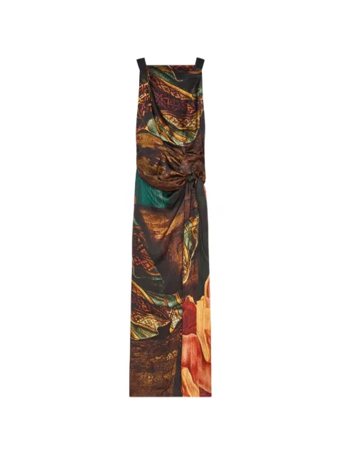 DRIES VAN NOTEN long draped satin dress Brown 2620110094141