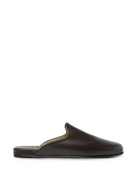 Scarosso Atlas travel grained leather slippers Brown ATLASSLIPBROCALF
