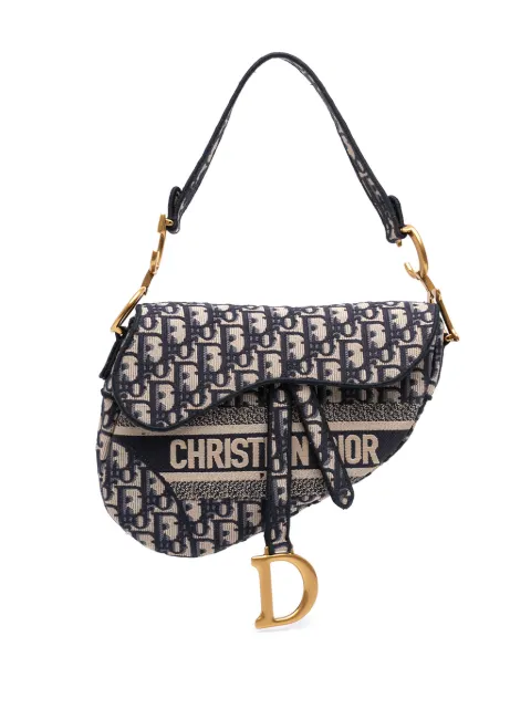Christian Dior Pre-Owned 2020 Oblique Embroidered Canvas Saddle Bag shoulder bag Blue U7CL1DIU17GR19PR