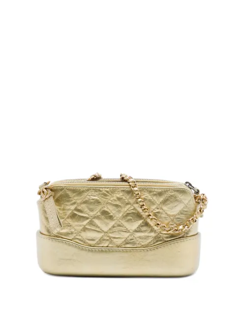 CHANEL Pre-Owned 2018 Quilted Metallic Aged Calfskin Gabrielle Clutch With Chain crossbody bag Gold QTIKGLWMQ0YGA7W7
