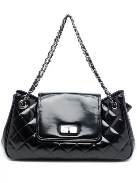 CHANEL Pre-Owned 2010-2011 Quilted Patent Reissue 2.55 Accordion Flap shoulder bag Black LIJQXI04VQY7YBW8