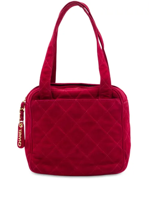 CHANEL Pre-Owned 1996-1997 CC Quilted Suede handbag Red HGA5JYF9JC37QS4V