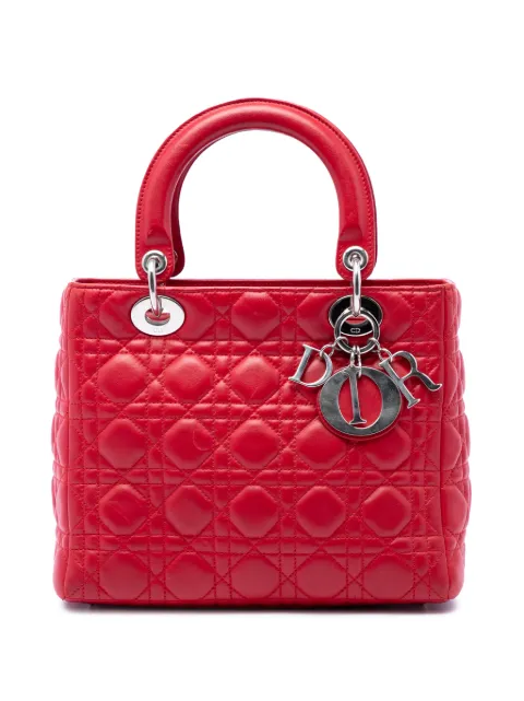 Christian Dior Pre-Owned 2009 Medium Lambskin Cannage Lady Dior satchel Red HFCRY8Y1YIO493UJ