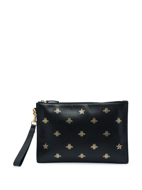 Gucci Pre-Owned 2000-2015 Calfskin Bee Star clutch bag Black FVUNIHLVDANWANCH