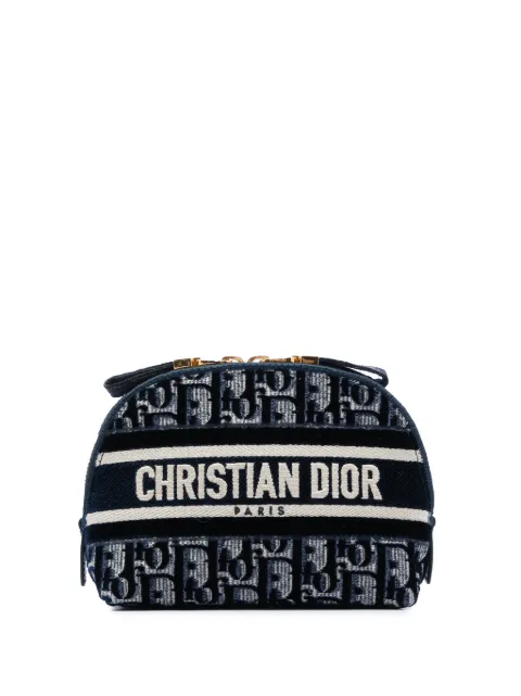 Christian Dior Pre-Owned 2021 Oblique Embroidered Velvet Cosmetic pouch Blue FP1YZ38T760NHFWY