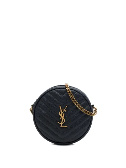 Saint Laurent Pre-Owned 2020 Chevron Grain De Poudre Round Vinyle Camera Bag crossbody bag Black 78UIH01CSWJIU1C3