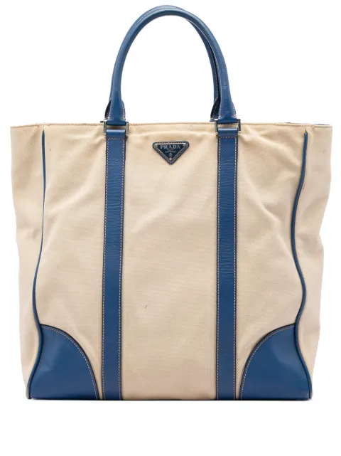 Prada Pre-Owned 2013-2026 Saffiano Trimmed Canvas tote bag Blue 4A0K99DR0O79CBEW