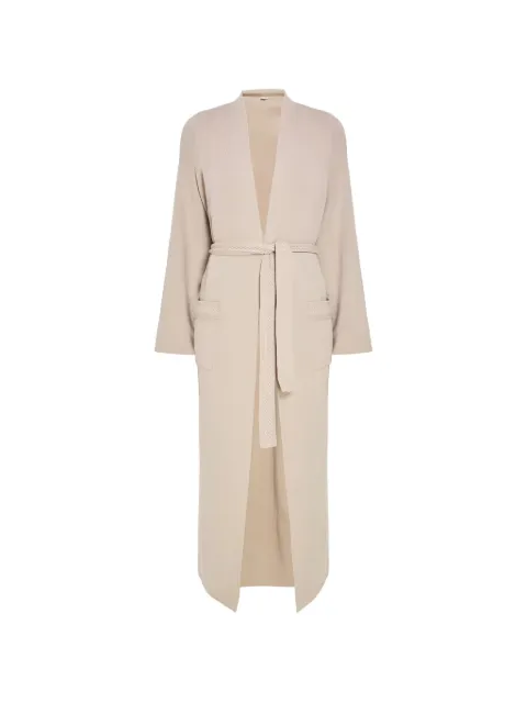 La Perla belted braided-trim coat Neutrals PLM0056120