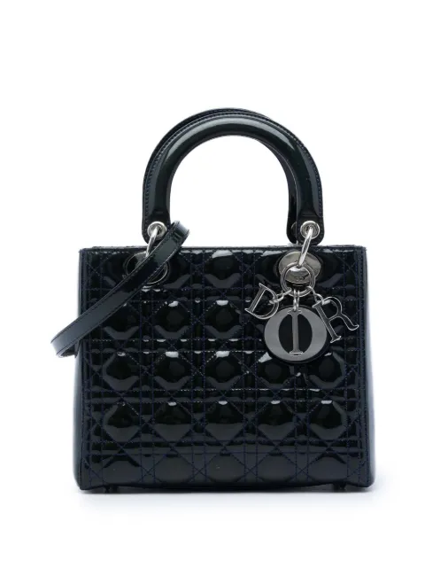 Christian Dior Pre-Owned 2010 Medium Patent Cannage Lady Dior satchel Blue 1JQL5AXX25CUCJXL