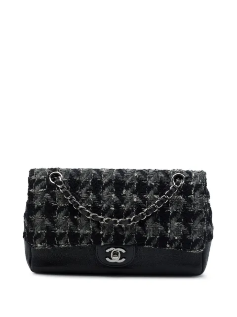 CHANEL Pre-Owned 2016-2017 Medium Classic Tweed and Caviar Double Flap shoulder bag Black 1BB5DSS40FEYTHSS