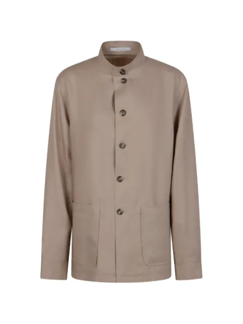 Tagliatore mandarin-collar linen jacket Neutrals GKLEIN340021ET818