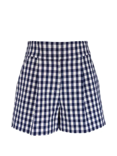 Veronica Beard gingham-check pleated shorts Blue 2606CO17480243B1619