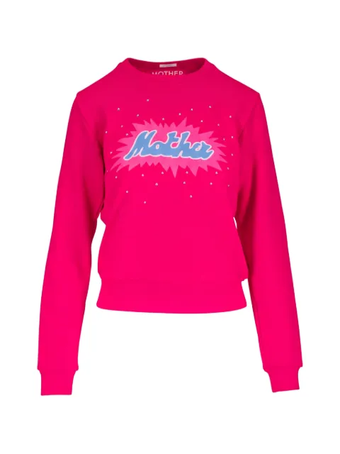 MOTHER The Dorito Camper crystal-embellished logo-print sweater Pink 895421540LFW