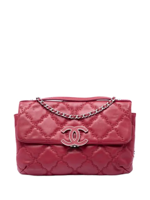 CHANEL Pre-Owned 2012-2013 Quilted Calfskin Double Stitch Hamptons Clutch with Chain satchel Red UI0B0GS1WS5MNK10