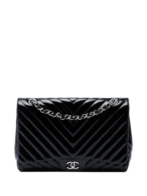CHANEL Pre-Owned 2009-2010 Jumbo Classic Chevron Patent Single Flap shoulder bag Black TUT5PGLEC09X8IWA