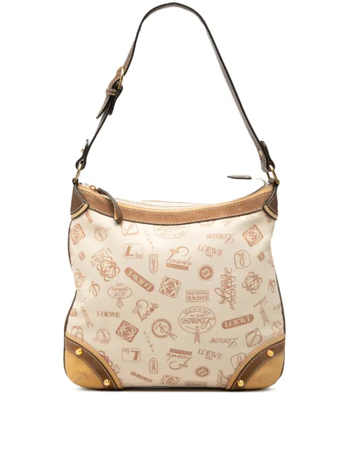 Loewe Pre-Owned 2006 160th Anniversary Suede Trimmed Canvas shoulder bag Neutrals D1ZBODYC8AP8ZY2G