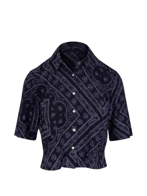 Veronica Beard Leandra paisley-print cropped shirt Blue J2606JY171T1030B160