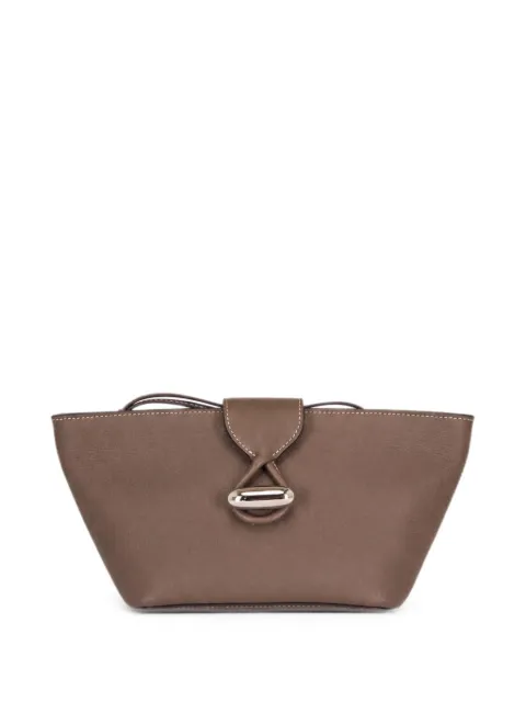 Savette small Anello grainy leather clutch bag Brown H0412626021