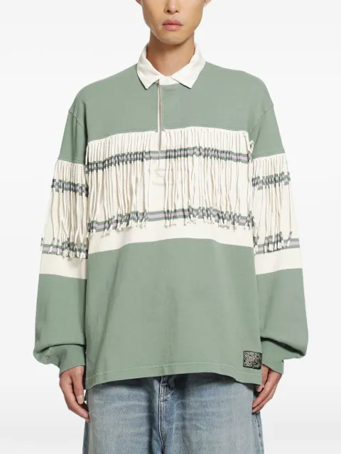 KAPITAL fringed panelled rugby polo shirt Green K2604LC093