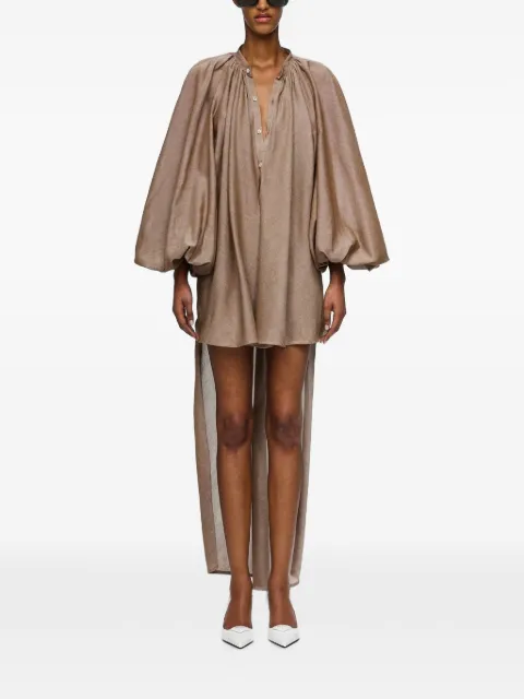 Marrakshi Life mini The High-Low Touareg balloon-sleeve dress Brown R26011