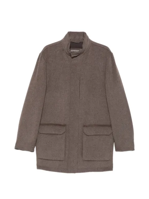 Corneliani high-neck flap-pocket coat Brown 2825U82A20113031