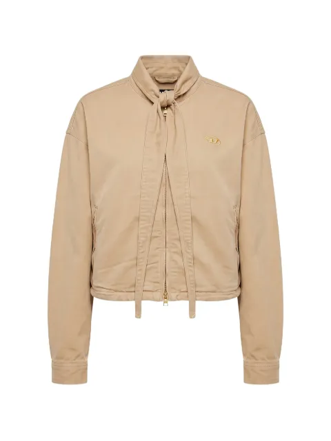 Diesel tie-neck logo-plaque jacket Neutrals A229850WEBK