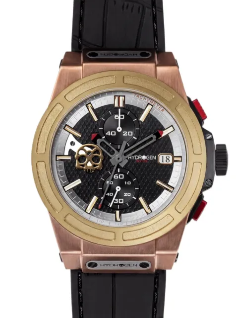 Hydrogen Otto 44mm chronograph skull watch Black HW514410