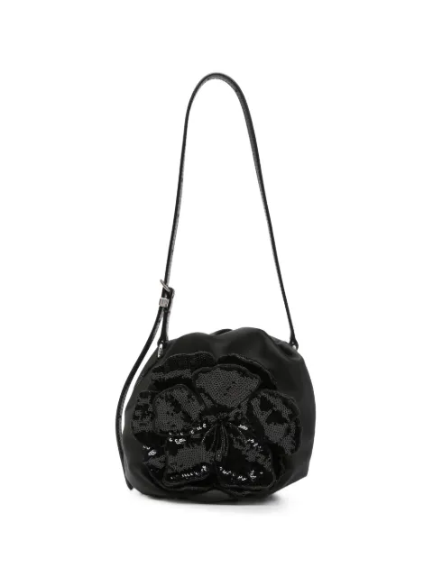 ROTATE BIRGER CHRISTENSEN Flower Bon Bon sequin-embellished bucket bag Black 116954100
